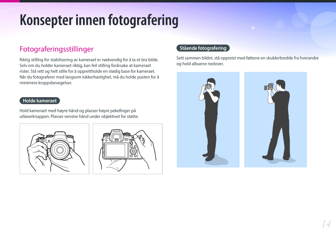 Samsung EV-NXF1ZZB1HSE, EV-NX1ZZZBZBSE, EV-NXF1ZZB1KDK, EV-NXF1ZZB2IDK, EV-NXF1ZZB1QSE Holde kameraet, Stående fotografering 