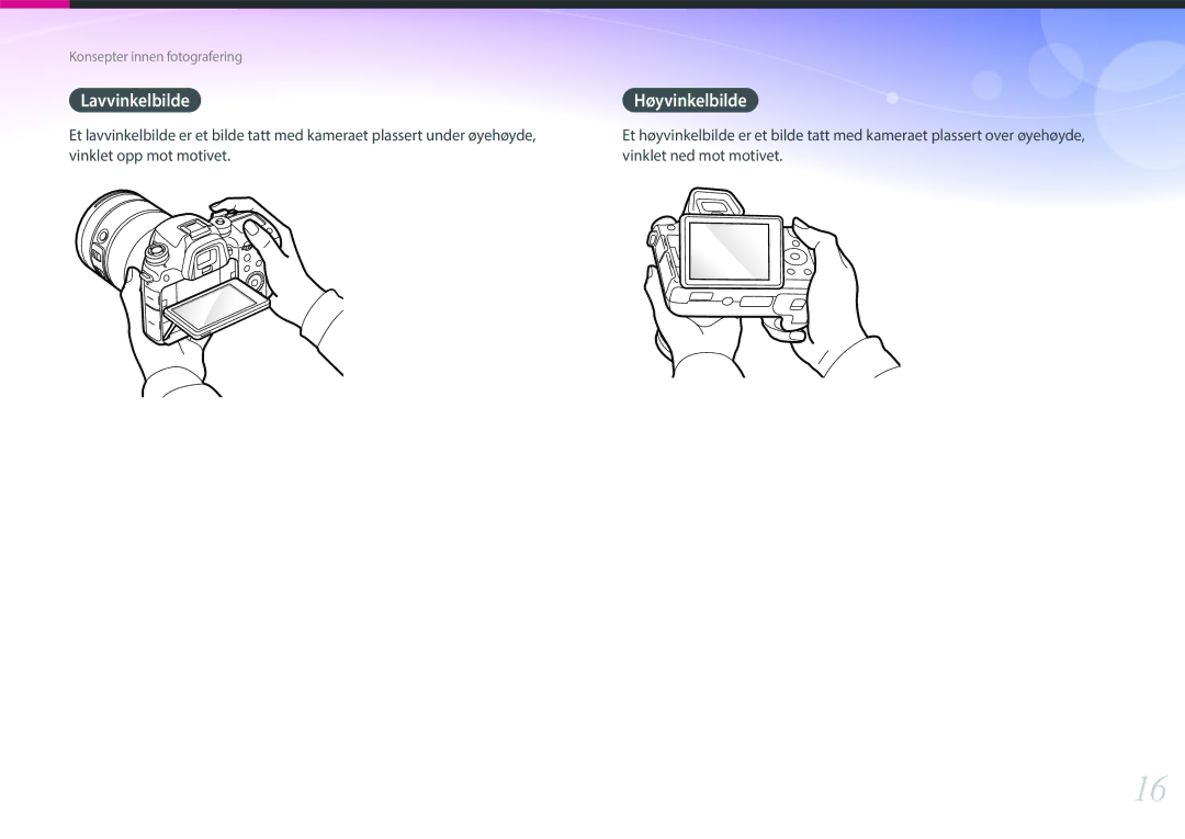 Samsung EV-NXF1ZZB1KDK, EV-NXF1ZZB1HSE, EV-NX1ZZZBZBSE, EV-NXF1ZZB2IDK manual Vinklet opp mot motivet Vinklet ned mot motivet 