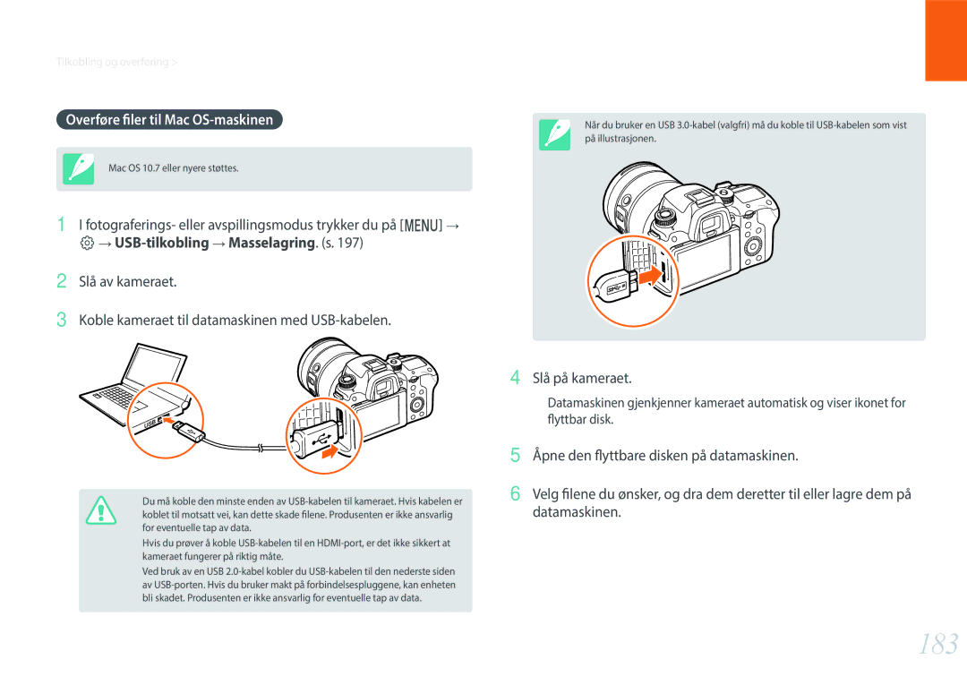 Samsung EV-NXF1ZZB1QSE, EV-NXF1ZZB1HSE 183, Overføre filer til Mac OS-maskinen, Åpne den flyttbare disken på datamaskinen 