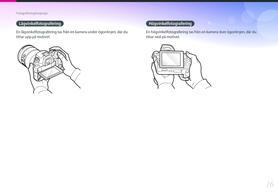 Samsung EV-NXF1ZZB1KDK, EV-NXF1ZZB1HSE, EV-NX1ZZZBZBSE, EV-NXF1ZZB2IDK manual Tittar upp på motivet Tittar ned på motivet 