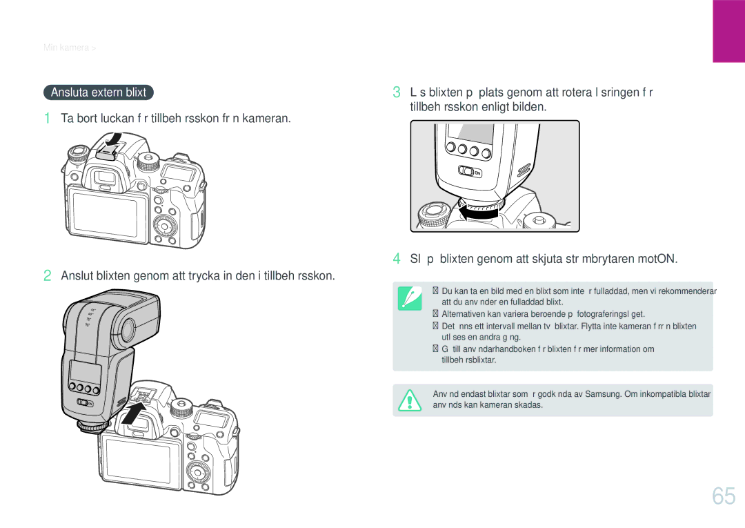 Samsung EV-NXF1ZZB2ISE, EV-NXF1ZZB1HSE, EV-NX1ZZZBZBSE, EV-NXF1ZZB1KDK, EV-NXF1ZZB2IDK, EV-NXF1ZZB1QSE Ansluta extern blixt 