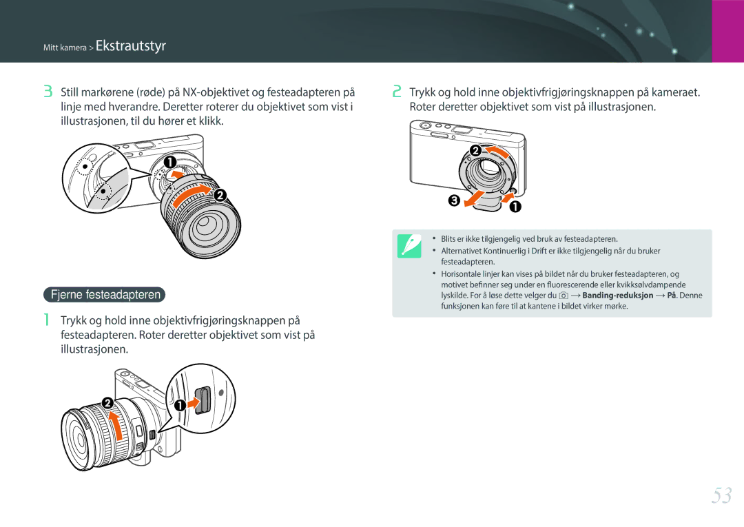 Samsung EV-NXF1ZZB1HSE, EV-NXF1ZZB1KDK, EV-NXF1ZZB2IDK, EV-NXF1ZZB1QSE, EV-NXF1ZZB2HDK, EV-NXF1ZZB2ISE Fjerne festeadapteren 