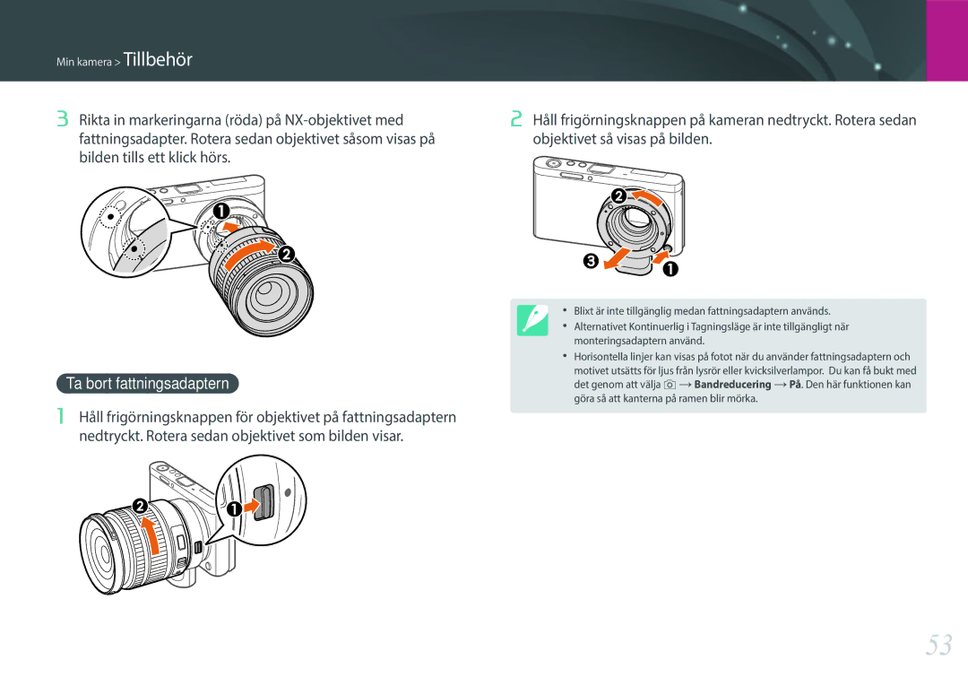 Samsung EV-NXF1ZZB1HSE, EV-NXF1ZZB1KDK, EV-NXF1ZZB2IDK, EV-NXF1ZZB1QSE, EV-NXF1ZZB2HDK manual Ta bort fattningsadaptern 