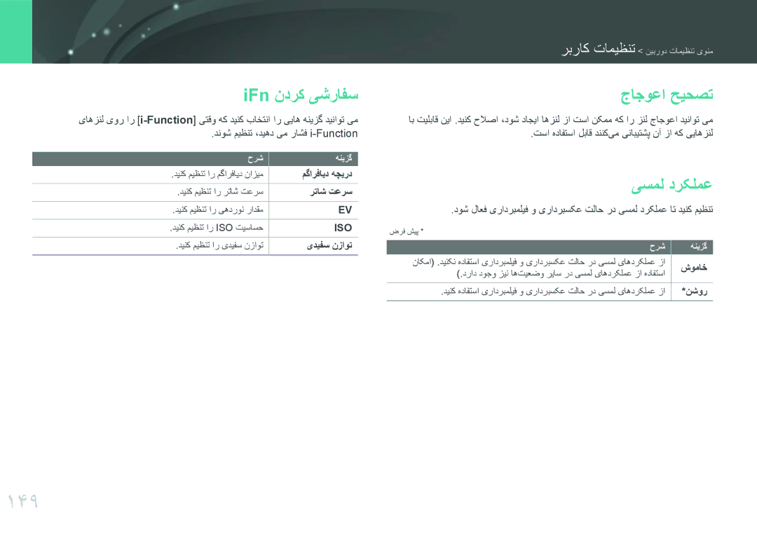 Samsung EV-NXF1ZZG1QIR, EV-NXF1ZZB1IJO, EV-NXF1ZZB3KSA, EV-NXF1ZZG1HME manual 149, IFn ندرک یشرافس, جاجوعا حیحصت, یسمل درکلمع 