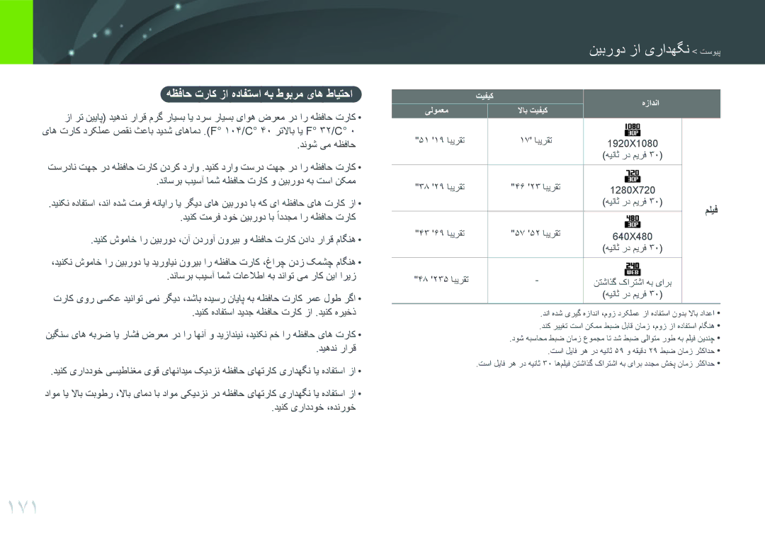 Samsung EV-NXF1ZZG2IZA, EV-NXF1ZZB1IJO, EV-NXF1ZZB3KSA, EV-NXF1ZZG1HME manual 171, هظفاح تراک زا هدافتسا هب طوبرم یاه طایتحا 