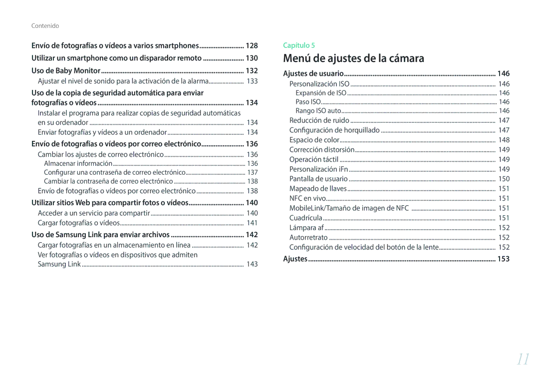 Samsung EV-NXF1ZZB1KES, EV-NXF1ZZB1QES, EV-NXF1ZZB1HES, EV-NXF1ZZB1JES manual 128, 130, 132, 134, 136, 140, 142, 146, 153 