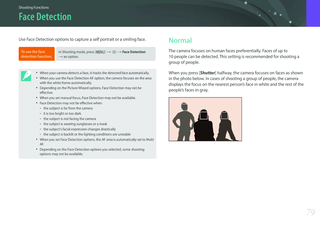 Samsung EV-NXF1ZZB1KVN, EV-NXF1ZZB1KFR, EV-NXF1ZZB2QFR, EV-NXF1ZZB1HFR, EV-NXF1ZZB2JDE, EV-NXF1ZZB1HDE Face Detection, Normal 