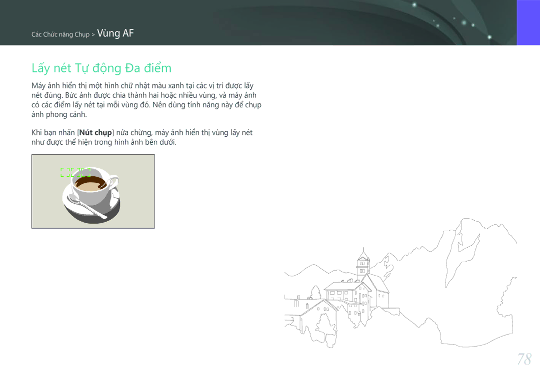Samsung EV-NXF1ZZB1KVN manual Lấy nét Tự động Đa điểm 
