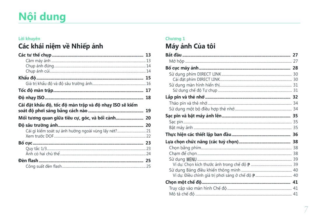 Samsung EV-NXF1ZZB1KVN manual Nội dung, Sử̉ dụ̣ng m 