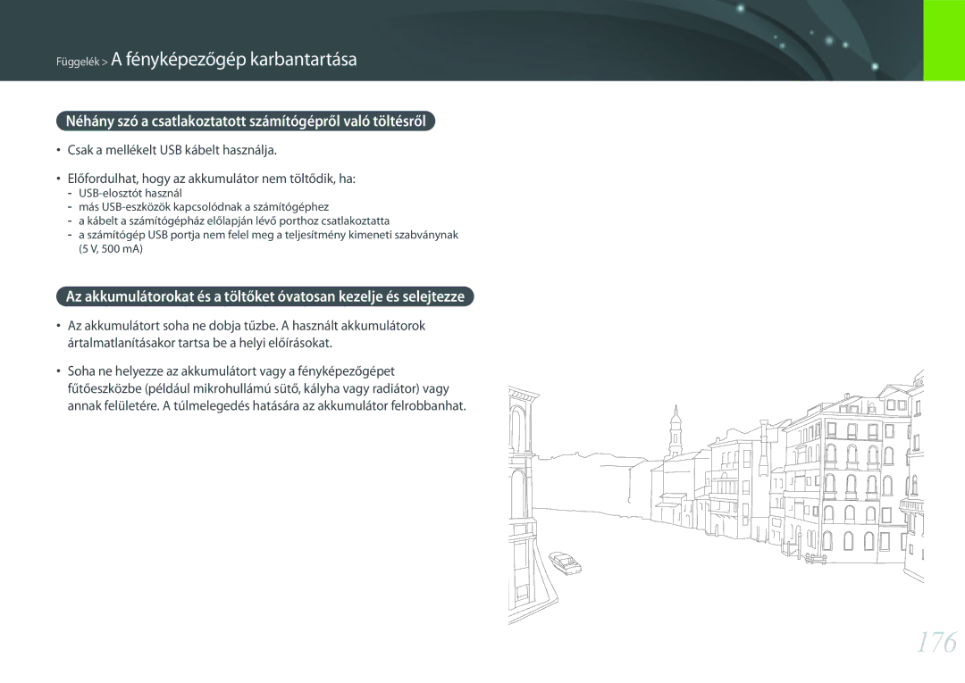 Samsung EV-NXF1ZZB2HCH, EV-NXF1ZZB2HDE, EV-NXF1ZZB2HHU manual 176, Néhány szó a csatlakoztatott számítógépről való töltésről 