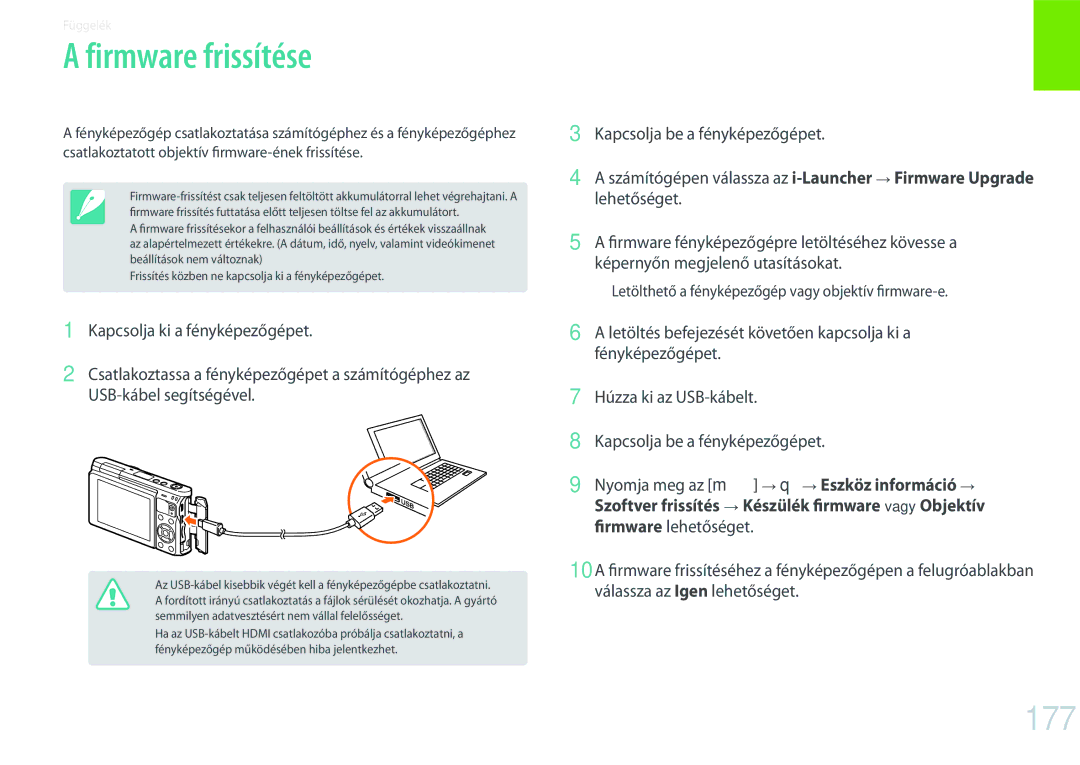 Samsung EV-NXF1ZZB2HHU, EV-NXF1ZZB2HDE, EV-NXF1ZZB2HCH, EV-NXF1ZZB1HHU, EV-NXF1ZZB2KCH manual Firmware frissítése, 177 