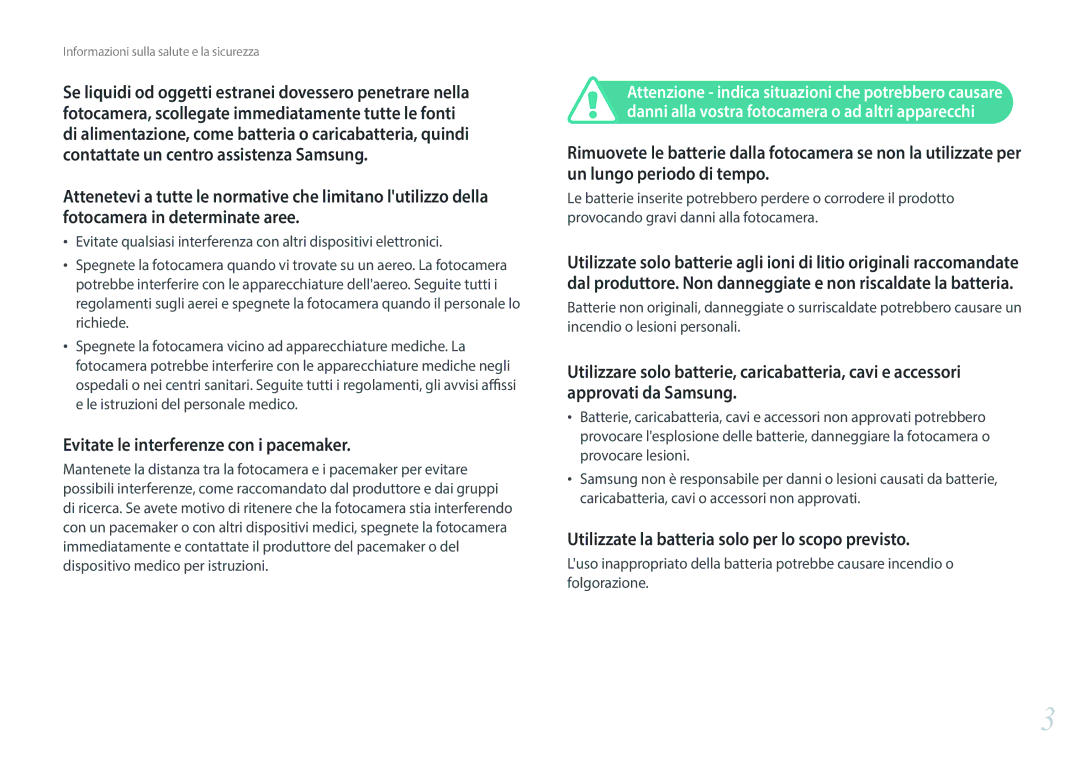 Samsung EV-NXF1ZZB2HIT manual Evitate le interferenze con i pacemaker 