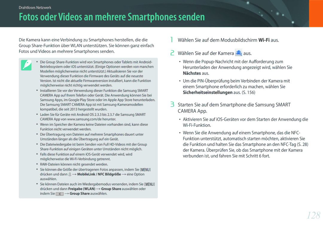 Samsung EV-NXF1ZZB4HDE, EV-NXF1ZZB2JDE, EV-NXF1ZZB1HDE, EV-NXF1ZZB3JDE Fotos oder Videos an mehrere Smartphones senden, 128 