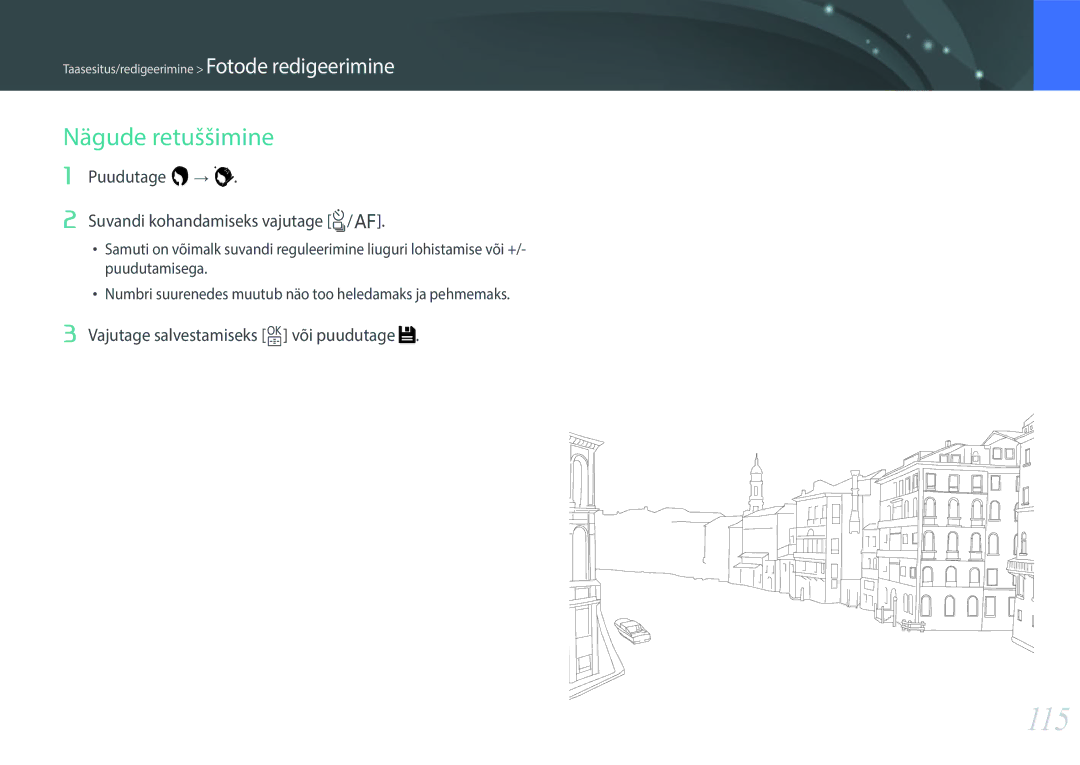 Samsung EV-NXF1ZZB2JLV, EV-NXF1ZZB2ILV manual 115, Nägude retuššimine, Puudutage Suvandi kohandamiseks vajutage C/F 