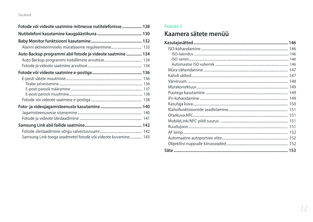 Samsung EV-NXF1ZZB2JLV, EV-NXF1ZZB2ILV, EV-NXF1ZZB2HLV, EV-NXF1ZZB1HLV manual 128, 130, 132, 134, 136, 140, 142, 146, 153 