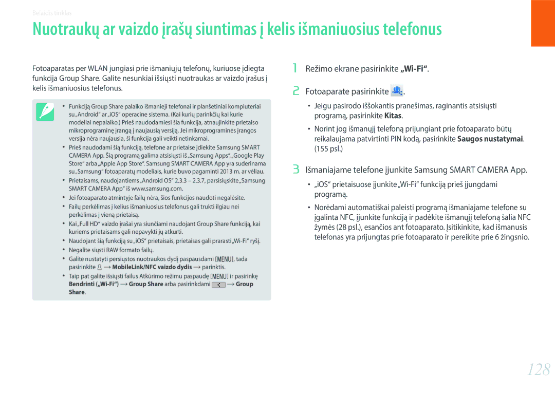 Samsung EV-NXF1ZZB2ILV, EV-NXF1ZZB2JLV, EV-NXF1ZZB2HLV, EV-NXF1ZZB1HLV manual 128 