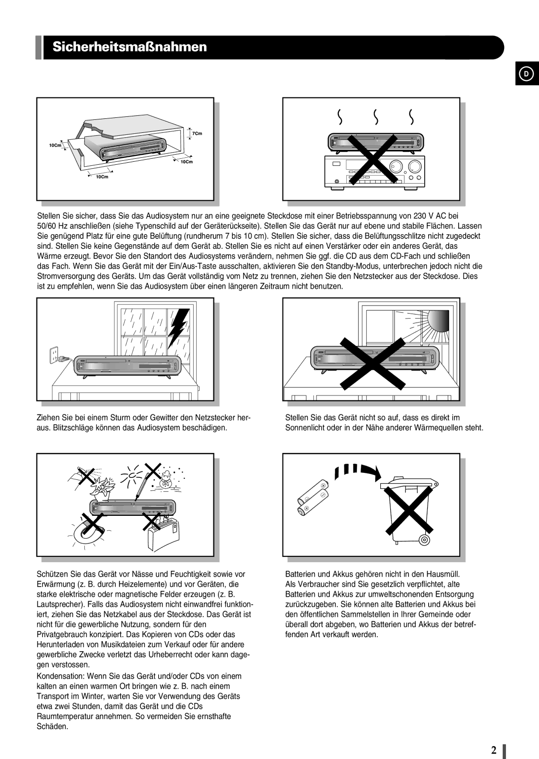 Samsung EV1SRH/ELS manual Sicherheitsmaßnahmen 