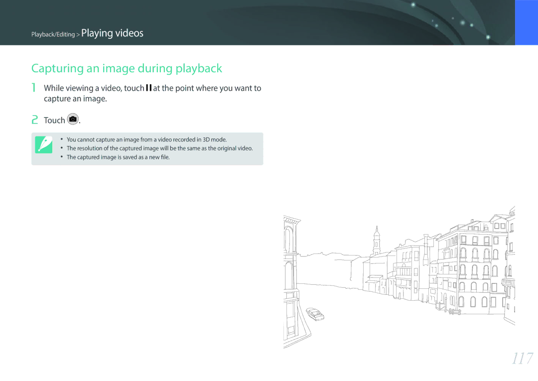 Samsung EVNX200ZBSBUS user manual 117, Capturing an image during playback 