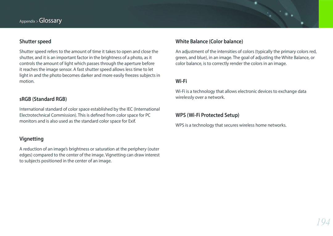 Samsung EVNX200ZBSBUS user manual 194 