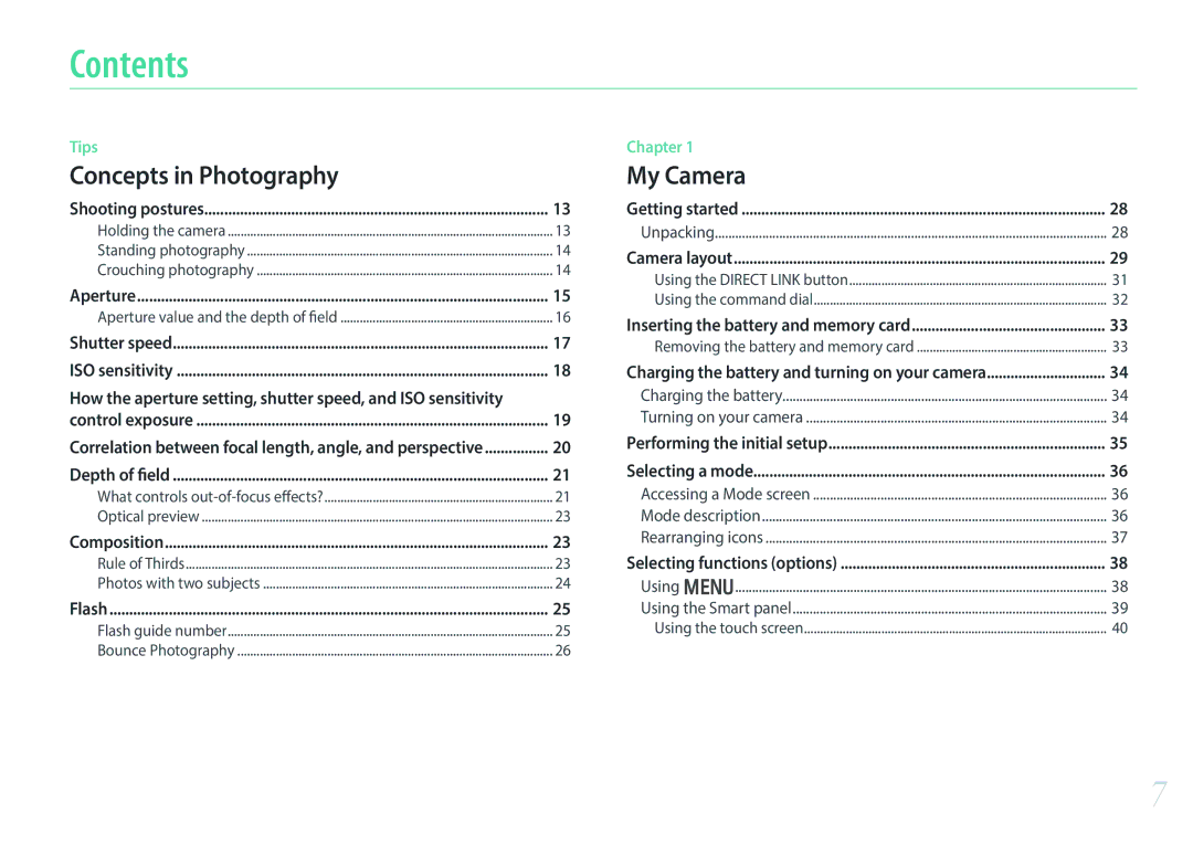 Samsung EVNX200ZBSBUS user manual Contents 