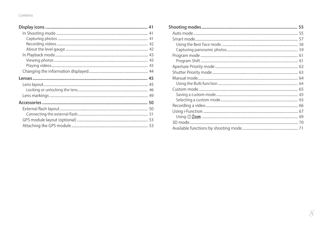 Samsung EVNX200ZBSBUS user manual Lenses 