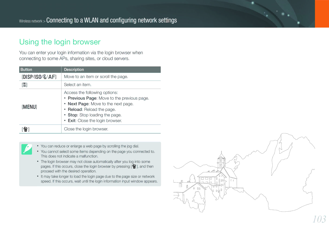 Samsung EVNX210ZBSBUS user manual 103, Using the login browser 