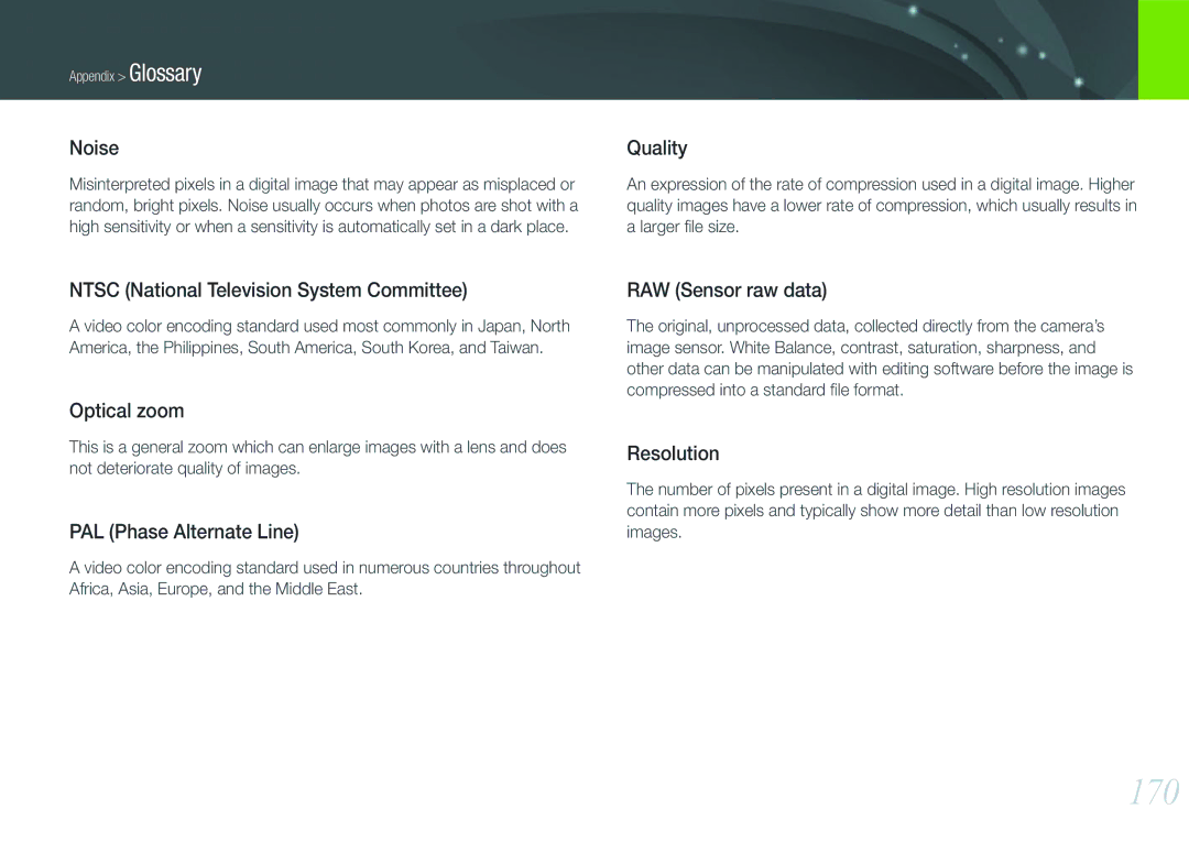 Samsung EVNX210ZBSBUS user manual 170 