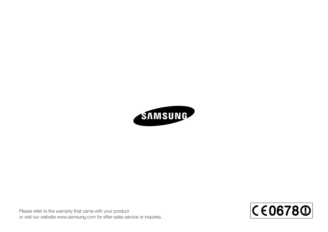 Samsung EVNX210ZBSBUS user manual Please refer to the warranty that came with your product 