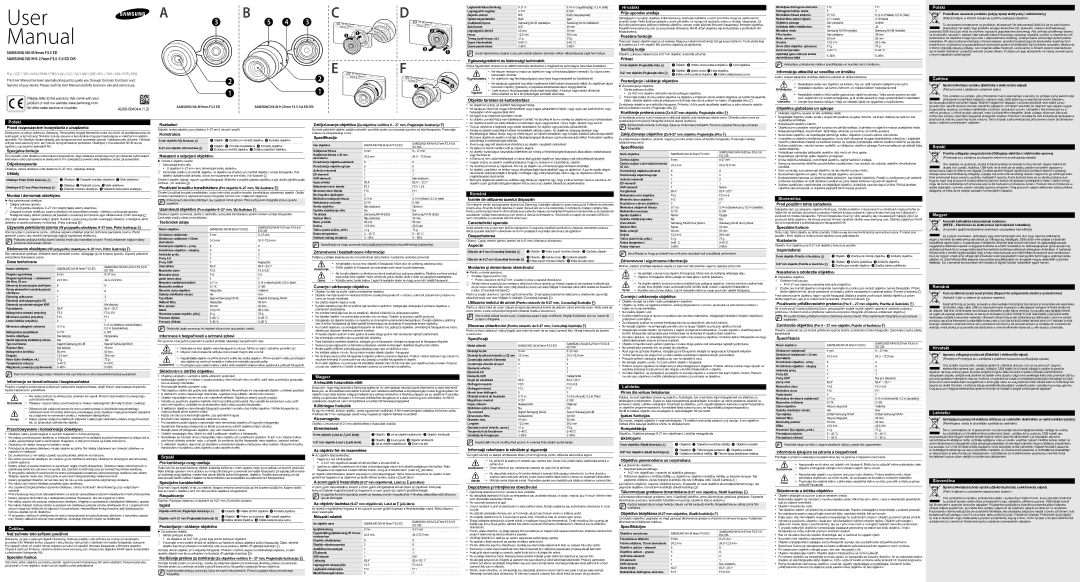 Samsung EX-YZ927ZZASEP manual Rozbalení, Przed rozpoczęciem korzystania z urządzenia, Konstrukce, Specifikacije, Układy 