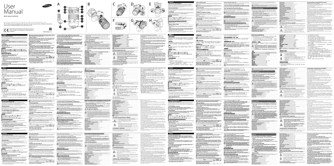 Samsung EX-ZS50150ABEP manual Antes de usar este dispositivo Funciones especiales, Desembalaje, Colocar y retirar la lente 