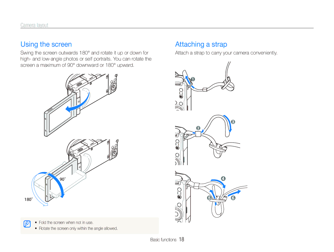 Samsung EX1 user manual Using the screen, Attach a strap to carry your camera conveniently 