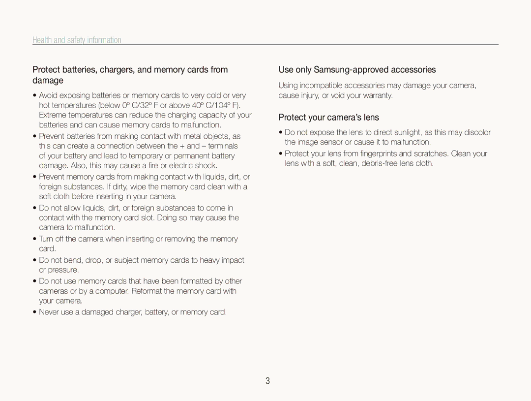 Samsung EX1 user manual Protect batteries, chargers, and memory cards from damage, Use only Samsung-approved accessories 