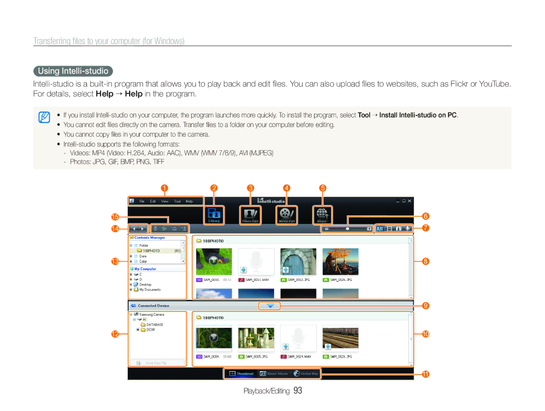 Samsung EX1 user manual Using Intelli-studio 