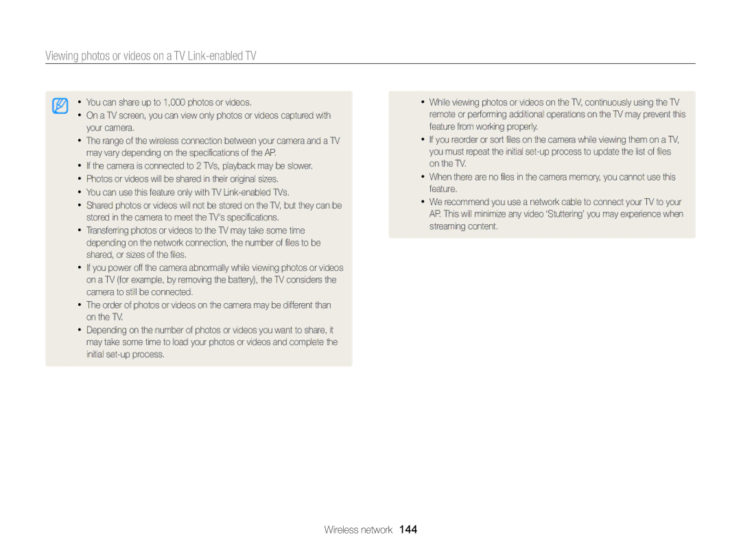 Samsung EC-EX2FZZBPBUS appendix Viewing photos or videos on a TV Link-enabled TV 