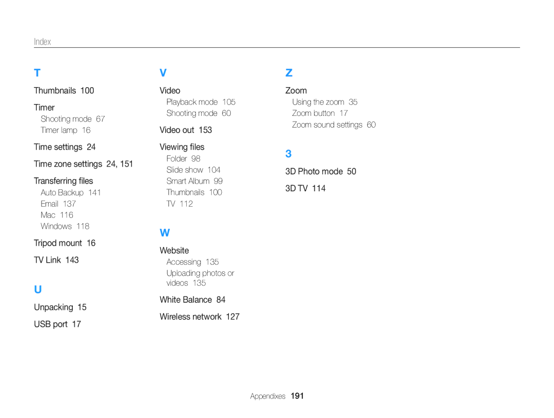Samsung EC-EX2FZZBPBUS appendix Timer lamp, Folder, Smart Album, Auto Backup Thumbnails Mac Windows, Accessing 