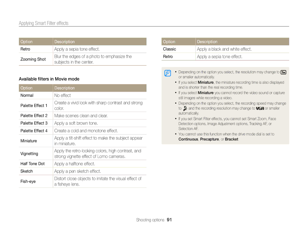 Samsung EC-EX2FZZBPBUS appendix Applying Smart Filter effects 