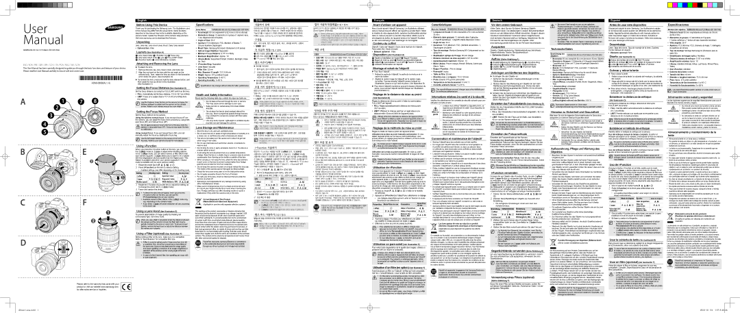 Samsung EXMS60SB specifications Before Using This Device, Unpacking, Attaching and Removing the Lens, Using i-Function 