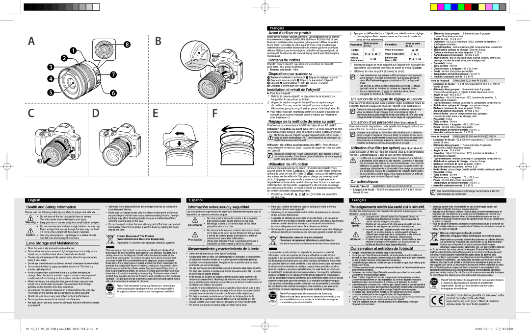 Samsung EXT50200IBUS specifications Avant d’utiliser ce produit, Contenu du coffret, Installation et retrait de l’objectif 