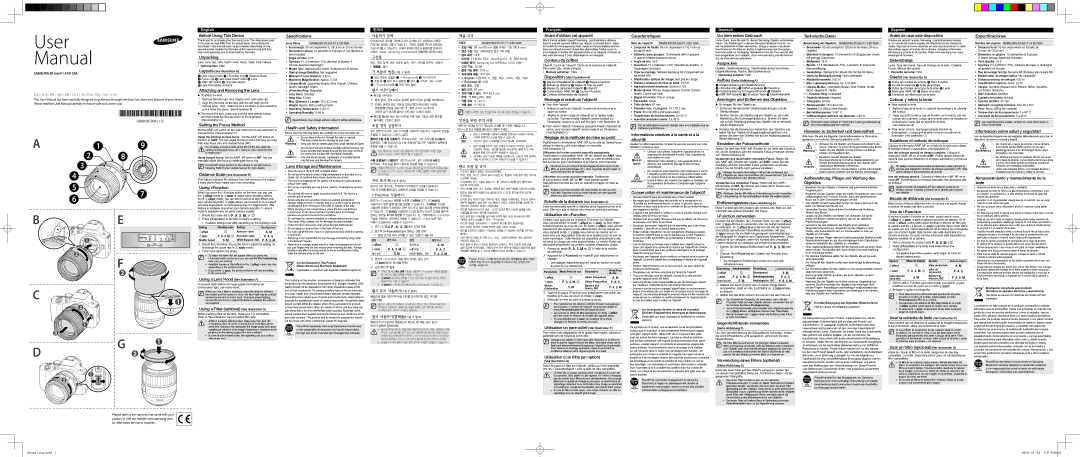 Samsung EXT85NB specifications Before Using This Device Unpacking, Attaching and Removing the Lens, Using i-Function 