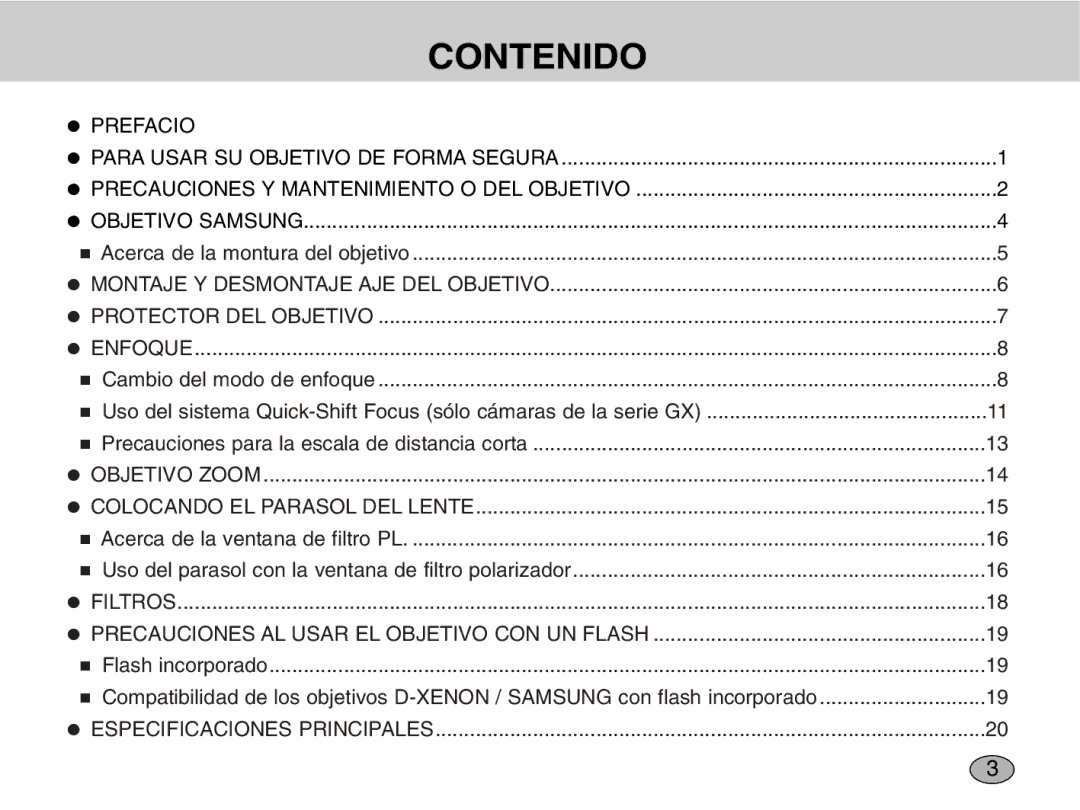 Samsung EZ-DLENS012/E1, EZ-DLENS001 manual Contenido, Prefacio 