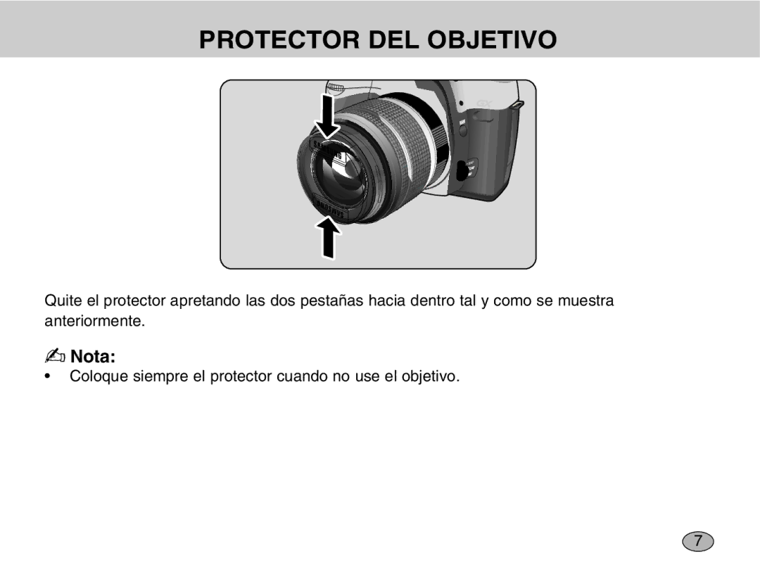 Samsung EZ-DLENS012/E1, EZ-DLENS001 manual Protector DEL Objetivo 