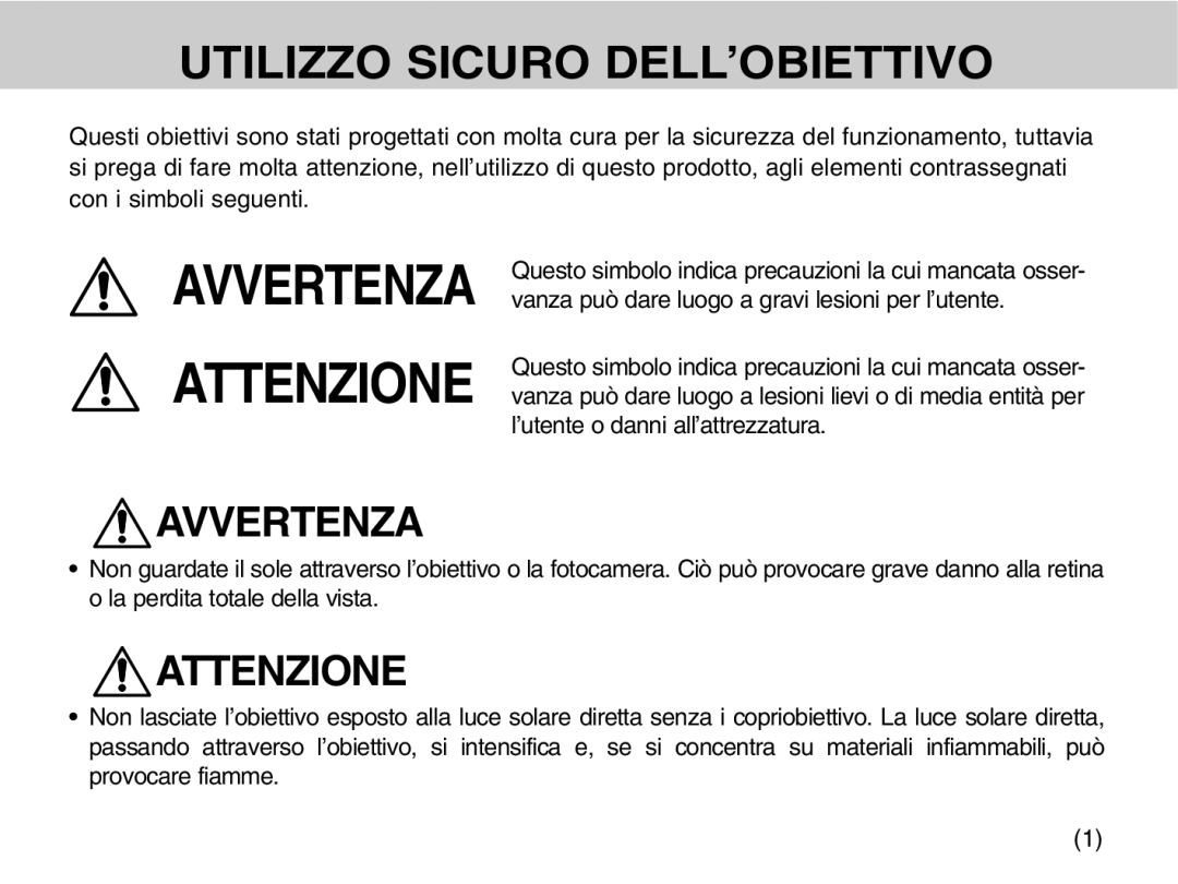 Samsung EZ-DLENS026/IT, EZ-DLENS025/IT manual Attenzione 