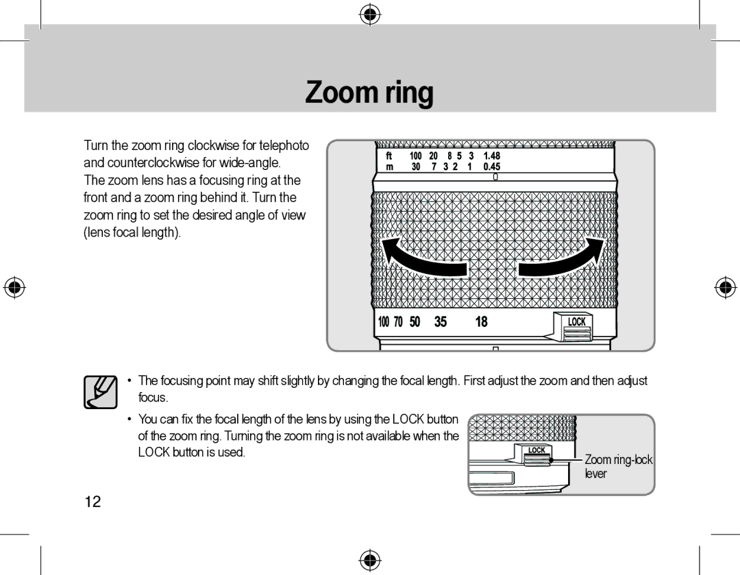 Samsung EZ-DLENS039/E1 manual Zoom ring 