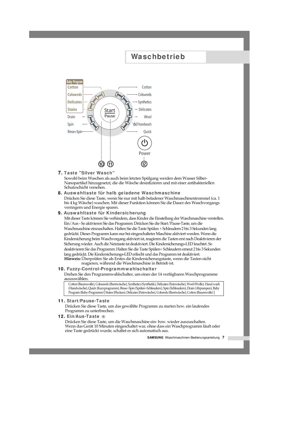 Samsung R1245A, F1245A, B1445A manual Taste Silver Wasch 