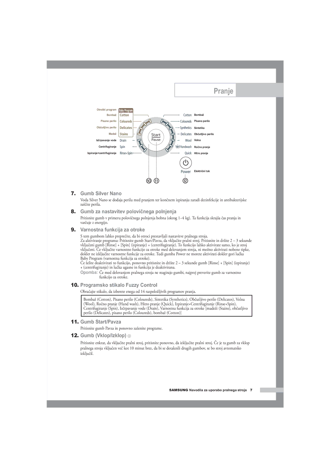 Samsung R1245A, F1245A, B1445A manual Gumb Silver Nano, Pritisnite gumb Pavza in ponovno zaženite programe 