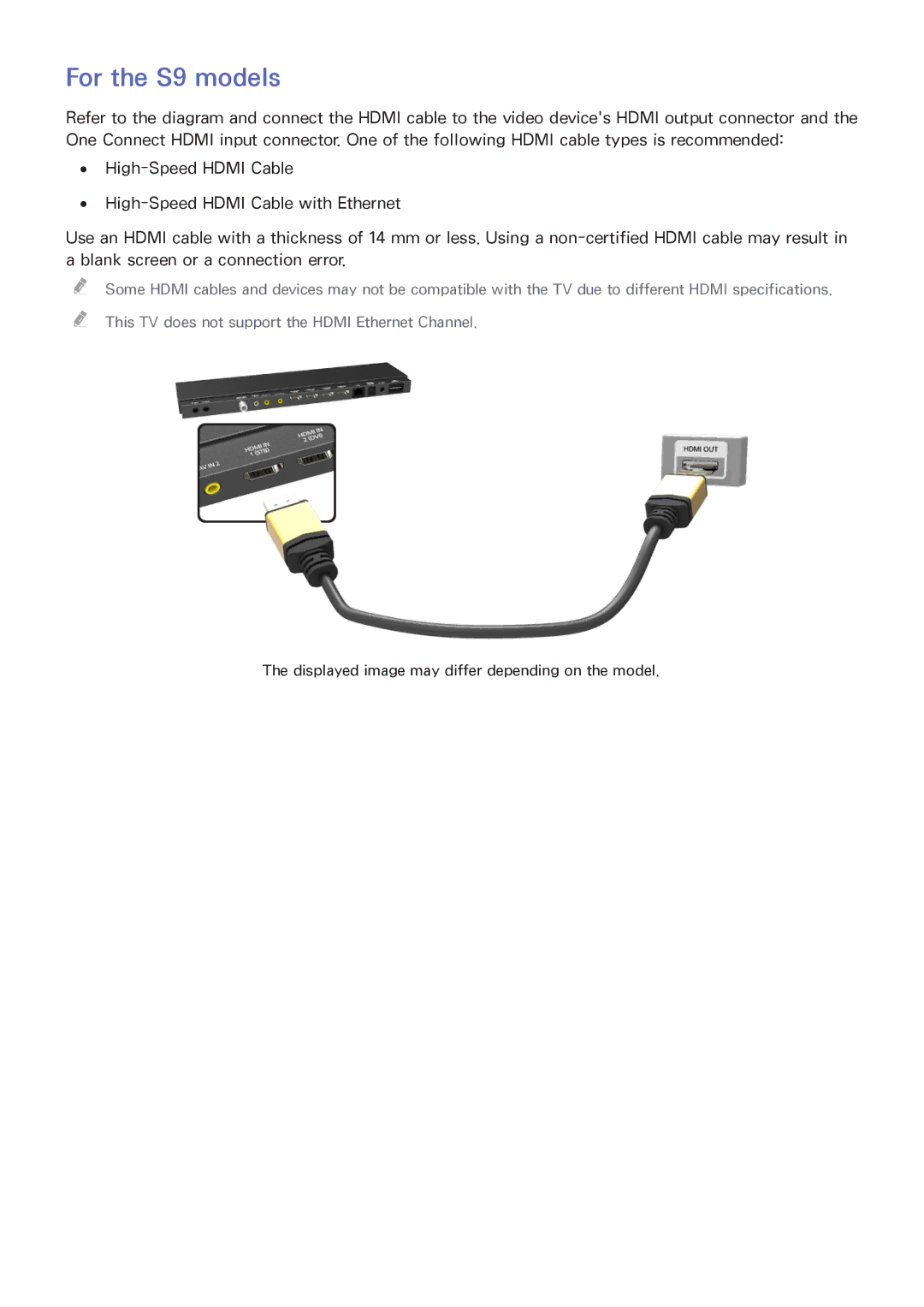 Samsung UN60F7500AFXZA, PN64F8500, PN51F8500, PN60F8500 manual For the S9 models 