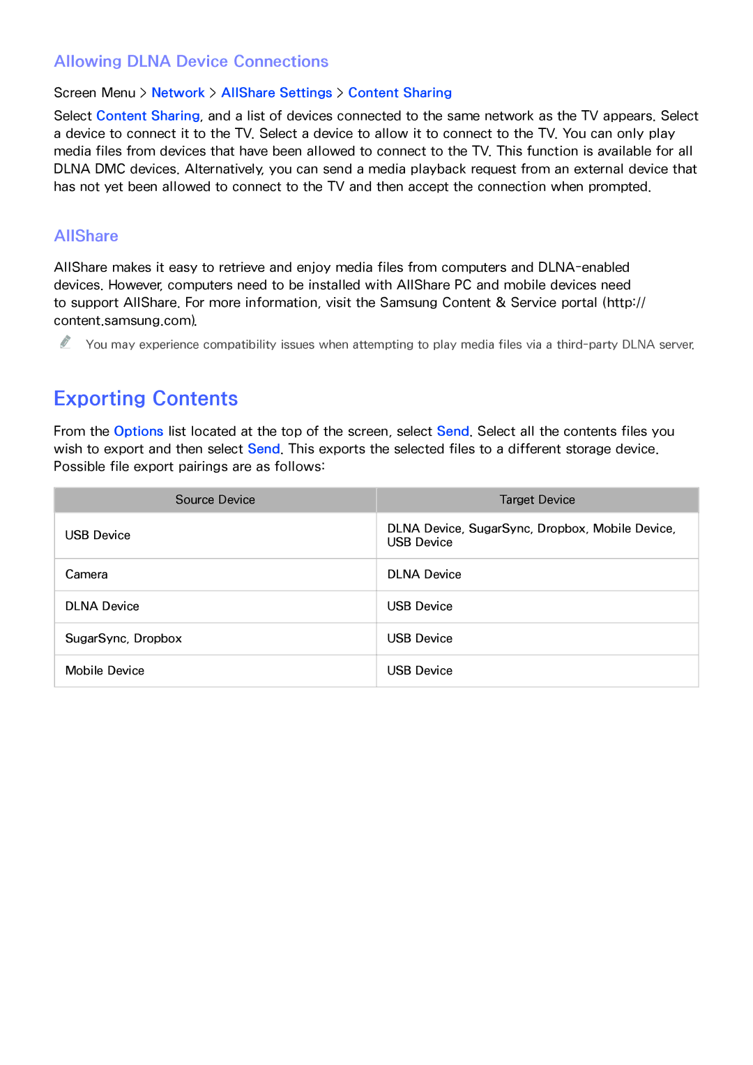 Samsung PN60F8500, UN60F7500AFXZA, PN64F8500, PN51F8500 manual Exporting Contents 