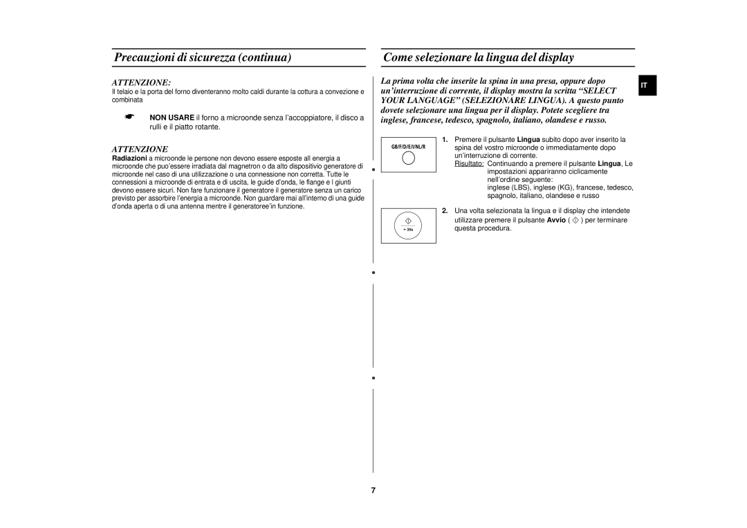 Samsung FC139STF/XET manual Come selezionare la lingua del display 