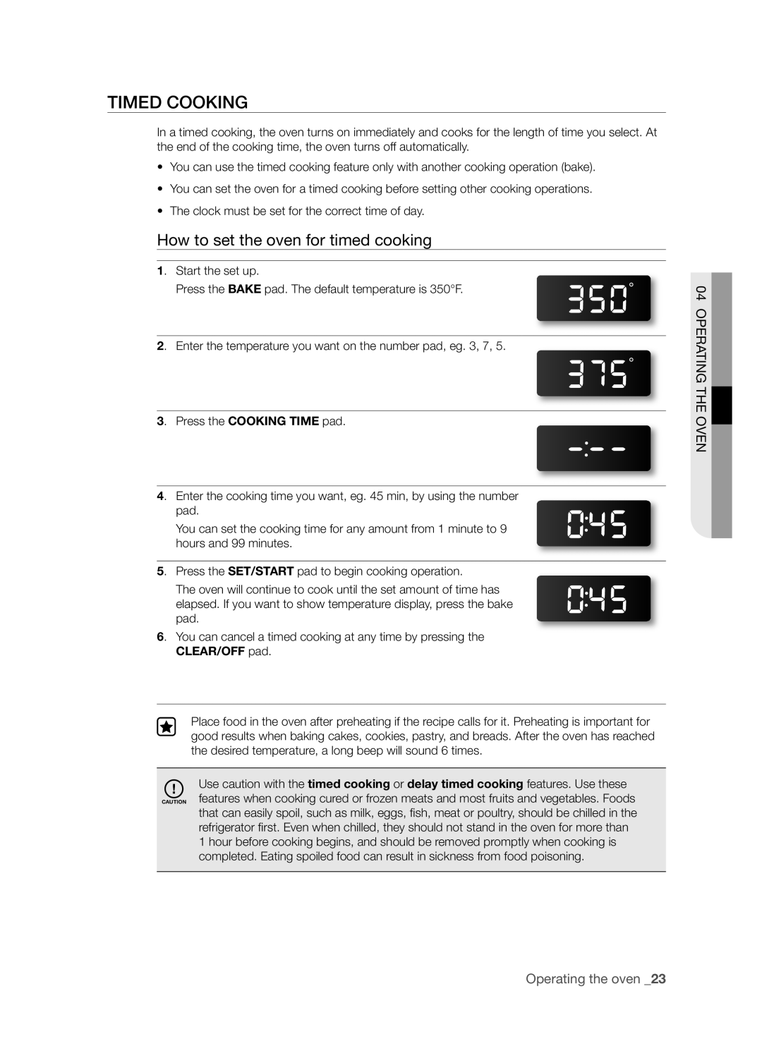 Samsung FCQ321HTUX/ZAM manual Timed Cooking, How to set the oven for timed cooking 