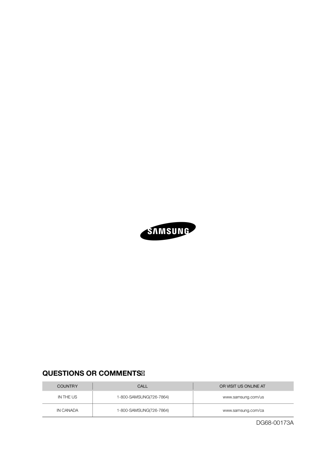 Samsung FCQ321HTUX/ZAM manual Questions or COMMENTS? 